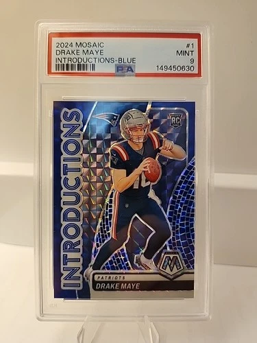 2024 Mosaic - Drake Maye Rookie Introductions  - Blue /99  Color Match PSA 9