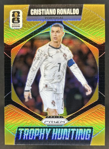 2026 Panini Prizm World Cup Cristiano Ronaldo Trophy Hunting Gold #/10 Portugal