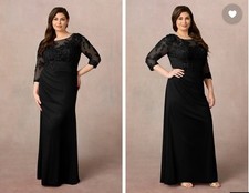 NWT Azazie Fatemah Stretch Black Mermaid Scoop Lace Lace Dress size 14
