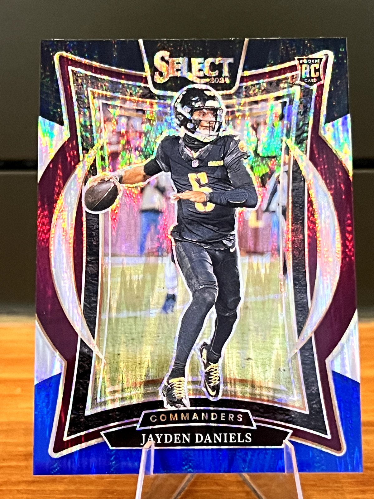 2024 Panini Select Jayden Daniels (RC) #26 Black & Blue Shock Prizm SP