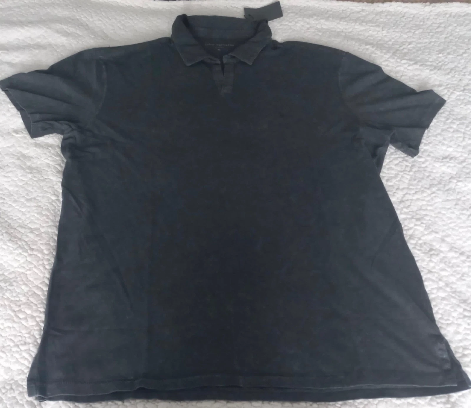 John Varvatos Men's Short Sleeve Open Collar Polo Shirt Marbel Wash Look Size XL