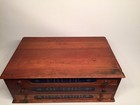 RARE  COUNTRY STORE ANTIQUE CHERRY FRUIT OF THE BRAIDER 3 DRAWER SPOOL CABINET — photo 4
