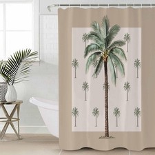 Tropical Beach Palm Trees Summer Leaf Fabric Shower Curtain Set 72x72 Inch