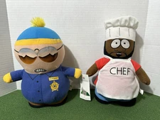 South Park Officer Cartman + Chef 11” Plush Set Comedy Central 2009
