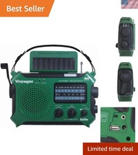 Compact Green Solar AM/FM/SW NOAA Weather Radio with Emergency Flashlight  USB