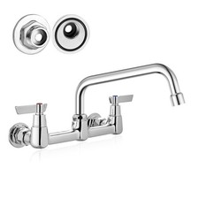 Wall Mount Commercial Kitchen Faucet,8 Inch Swivel Spout,8 Inch Center Utilit...