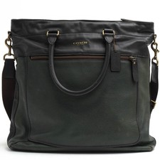 COACH F71337 Essex Leather Helmet Bag Two-tone Calf Leather Women Used Authenti