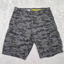 Lee Extreme Motion Camo Cargo Shorts Mens 34 Outdoor Casual Long 10" Inseam Gray