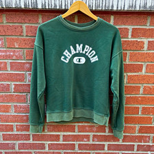Champion Women's Green Crewneck Pullover Sweatshirt Logo Graphic Print Size S