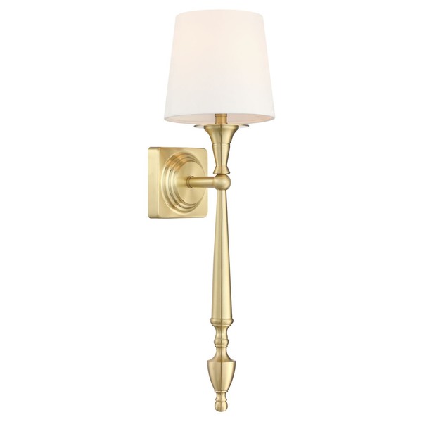 Wandleuchte Metall Stoff E27 H: 54 Cm In Messing Weiß Rustikal Wandlampe-image