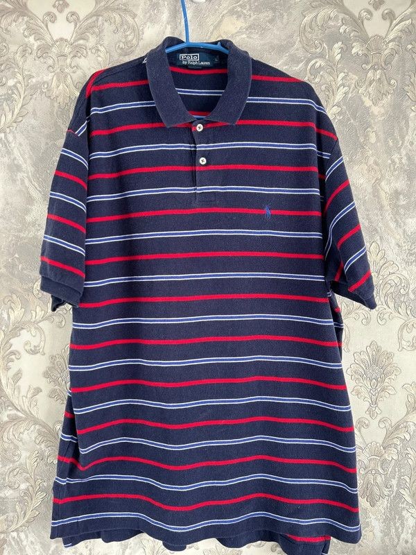 Polo uomo Ralph Lauren polo t shirt a righe cotone grande blu pony