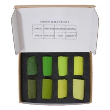 Unison Colour Artists Soft Pastels Half Stick 8 Green Set