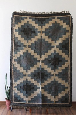 Rug Kilim Wool Jute Runner Hand Woven Vintage Carpet Vintage Oriental Area Rugs