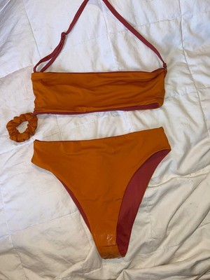 NEW Women's Au Naturel  Reversible With Hair Scrunchie  2 Piece Swimsuit  Size 8