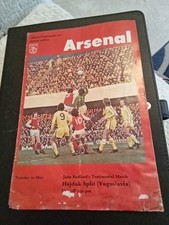 Arsenal v Hajduk Split John Radfords Testimonial 10th May 1977 (slightly marked)