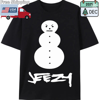 Young Jeezy 100% Cotton Snowman Graphic T-Shirt - Casual Hip Hop Style Crew Neck