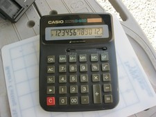 Vintage Casio D-20D 12-Digits Electronic Calculator Two-way Power Solar Battery