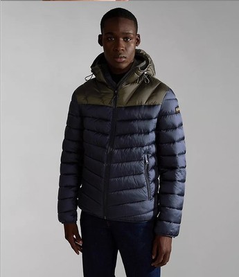  Bomberjacke HERREN Napapijri Aerons Color Block Hood 3 Blue grün Lifestyle 
