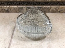 Vintage Glass Heart Covered Candy/ Trinket Dish Home Interiors Made In USA VTG