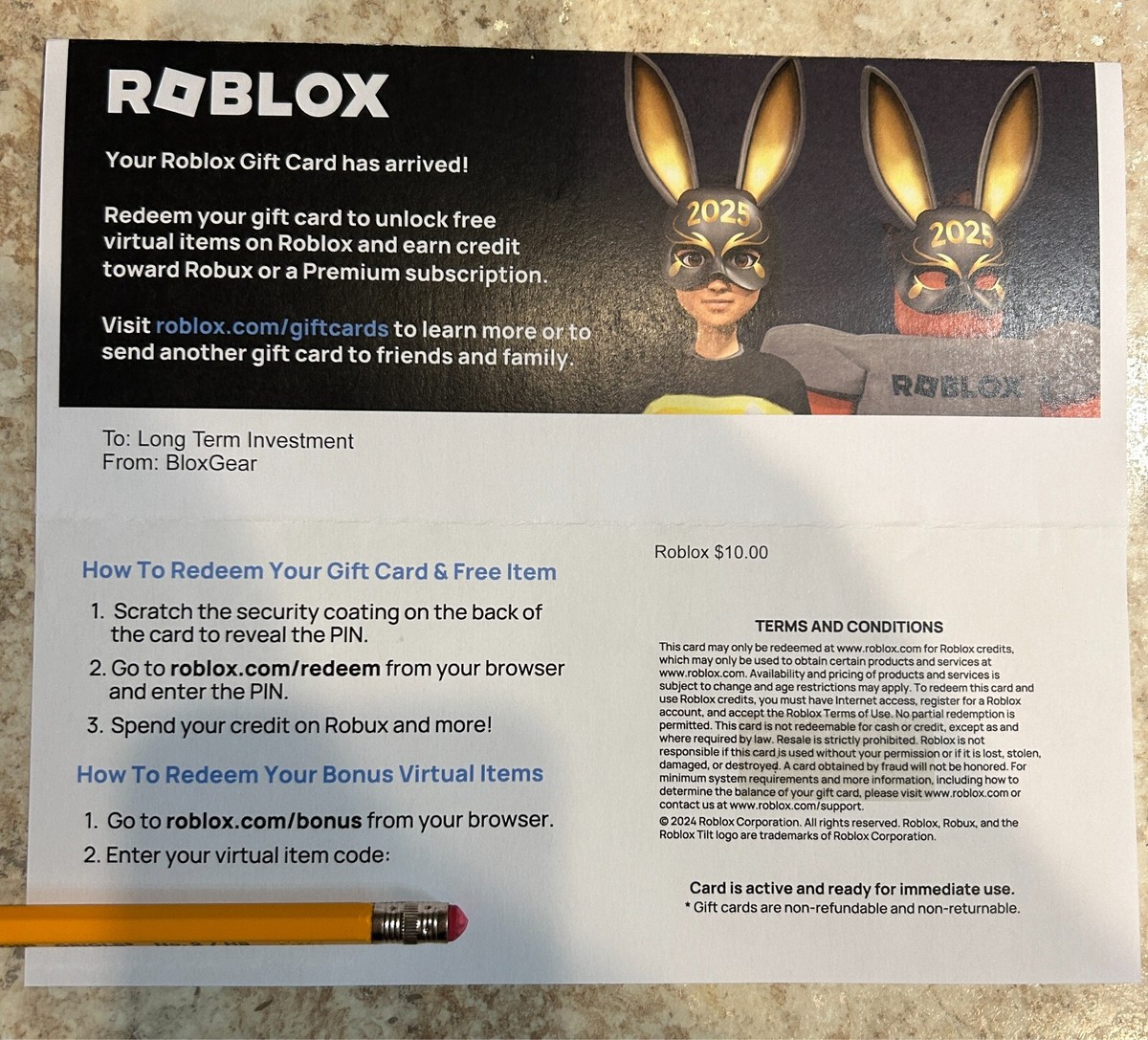 R0BL0X 2025 Golden Bunny Ears Virtual Item Code Sent Fast
