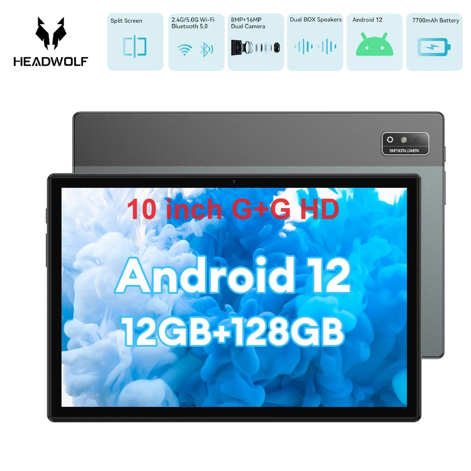 HEADWOLF 10 Zoll Tablet PC 6GB+128GB Android 12 Octa-Core 4G LTE + WiFi Netflix - Bild 2 von 4