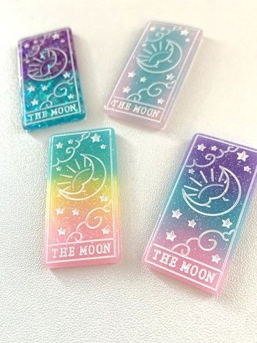 Rectangle Moon Cabochon Glitter DIY Scrapbooking Magnet Flat Back Needle Minder - Picture 3 of 5