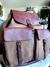  VTG Village Timberland  brown Saddle Leather large back pack 4