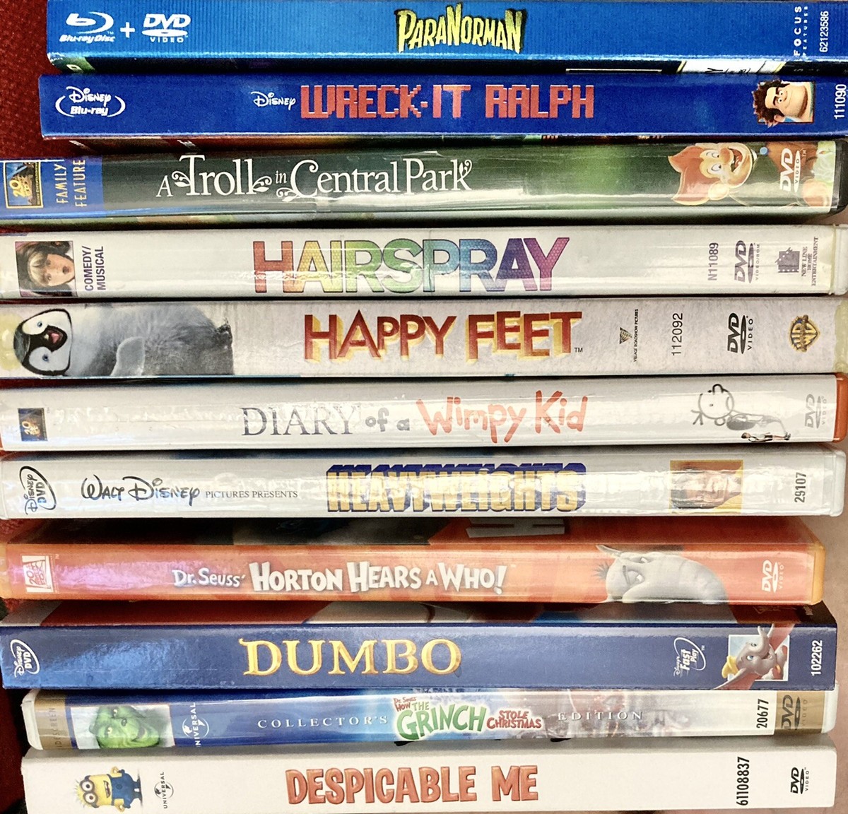 Lot 11 Bundle DVDs PG Movies Disney Hairspray ParaNorman Wimpy Kid