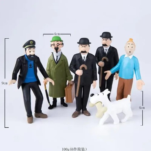 Figura de acción clásica de PVC de 6 piezas de dibujos animados de anime Las aventuras de Tintín Dupont - Imagen 25 de 26