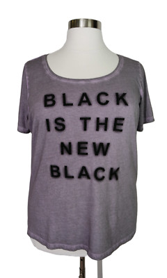 LANE BRYANT PINK/GRAY OIL WASH SHORT SLEEVE BLACK IS THE NEW BLACK TEE Sz 18/20