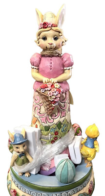 Jim Shore Easter Blessings Go Around Bunny With Rotating Characters Figurine NOS