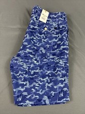 Peter Millar Golf Shorts Crown Sport Salem Tropical Camo Print 34 x 9 Blue NWT