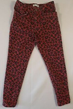 ZAPA Kids Denim Jeans Size 13 - 14 Black Red Leopard design Stretch Waist