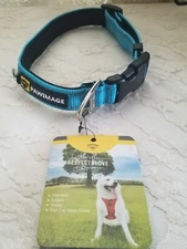 PAWIMAGE BLUE STURDY INDUSTRIAL Nylon  Dog Collar Adjustable M MEDIUM 12.6"- 18"