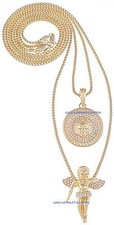 Angel With Egyptian New Two Necklace Set 24 & 30 Inch Box Chains 