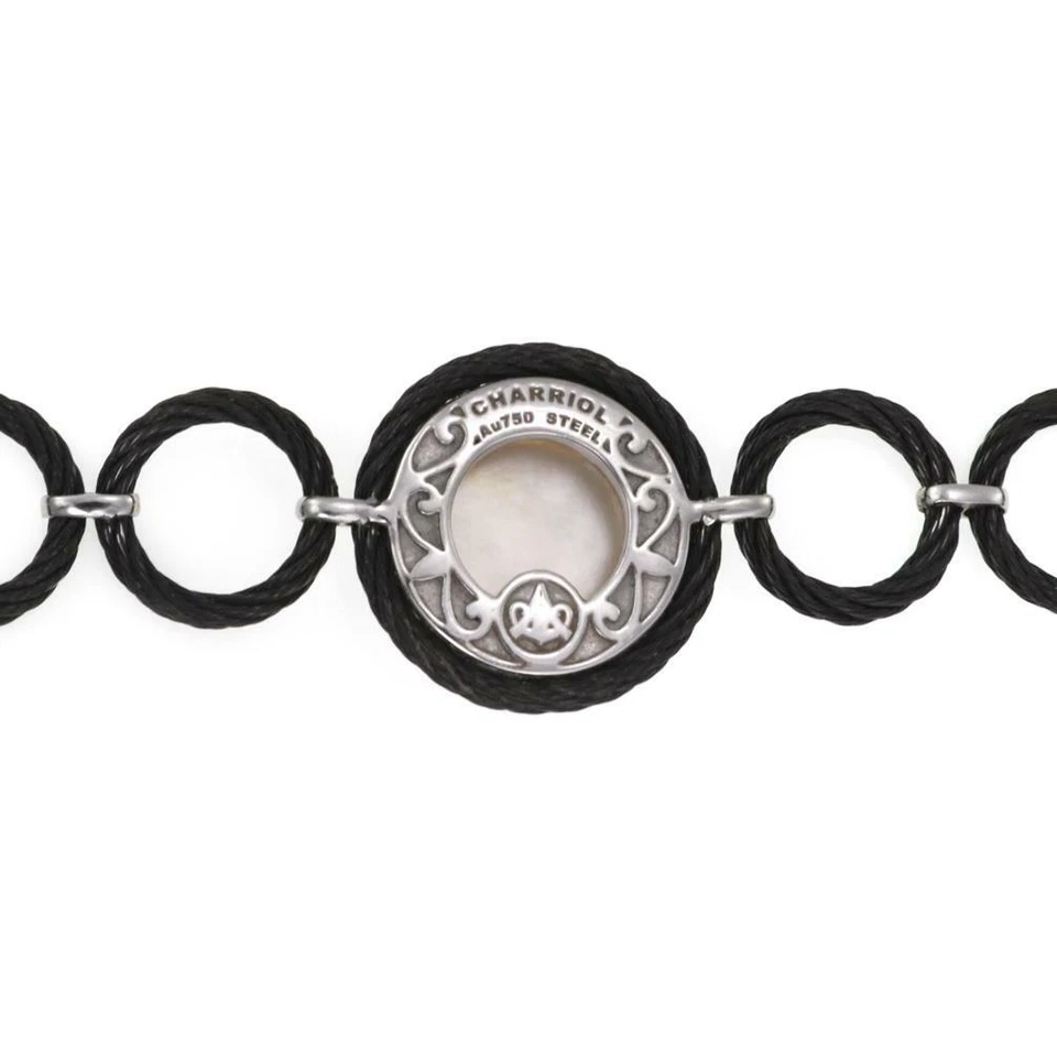 Collar colgante Charriol diamante madreperla oro blanco 18k acero Foto 4 de 4