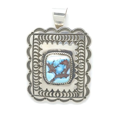 INDIAN JEWELRY インディアンジュエリー Andy cadman Andy Cadman Navajo Sterling Silver Concho Style Pendant Golden