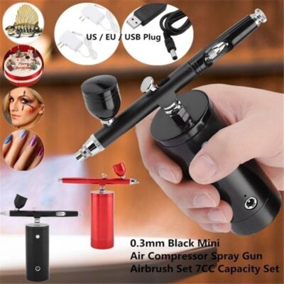 Cordless Nano Spray Barber Nails Hair Makeup Air Compressor Kit Mini Airbrush