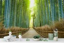 3D Bamboo Forest Bridge Wallpaper Wall Mural Removable Self-adhesive Sticker 1