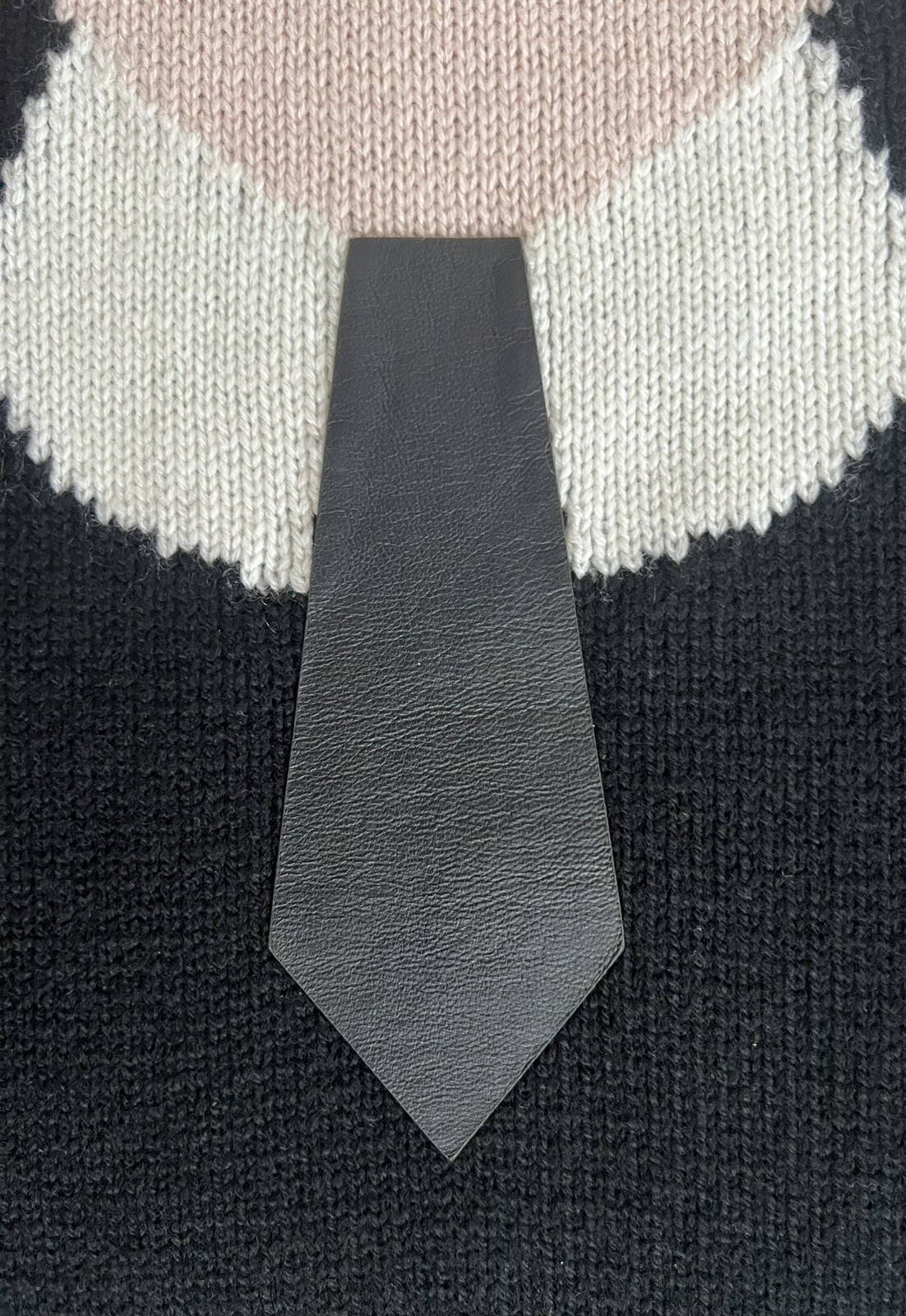 FENDI Final Lagerfeld Design: Ultra-Rare Black Cashmere Sweater w Mink & Leather image 3