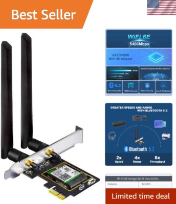 WiFi 6E AX5400 PCIe Card with Bluetooth 5.3 for Desktop PCs - Ultra-Fast Conn...