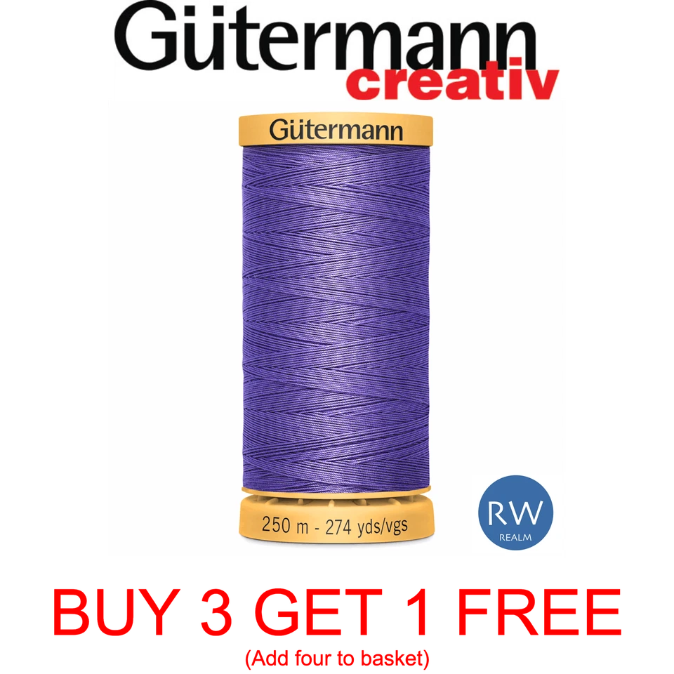Gutermann 100% Natural Cotton Sewing Thread 250m Spools Machine & Overlocker
