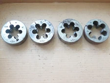 Lot of (4) Bay State 3" OD Round Dies 1-1/8"-12~~1-1/4"~~1-3/8"-6~~1-1/2" hss hs