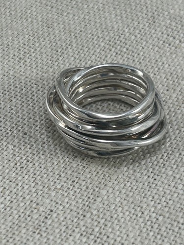 VINTAGE 1990s silver wide multi band ring size O 925 - Picture 10 of 22
