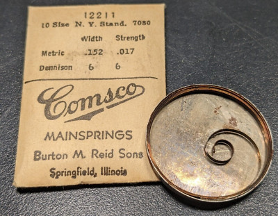 NOS Comsco Mainspring #12211 NY Standard 10 Size Factory No. 7080