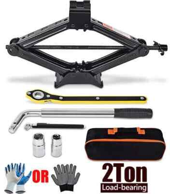 #ad 2 Ton Scissor Jack Handle Crank Wheel Lug Wrench Tool Kit Car Garage Tire $22.79