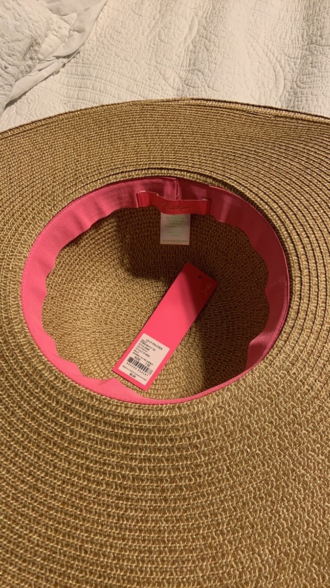 Lilly Pulitzer Floppy Beach Hat Pink Floral Journey To The Jungly NWOT Lilly Pulitzer Tan Straw Hat Pink Floral Band GWP  main image 3