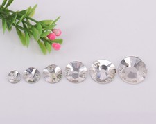 100 pcs Glass Crystal Clear Sew On Rhinestones Circular Flatback Size Selection