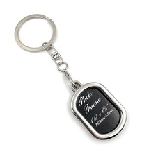 Picture Frame Keychain Oval Shape Silver Metal Pendant Charm