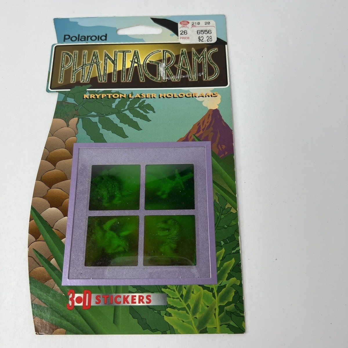 Polaroid Phantagrams 3D Stickers 3-D Dinosaurs Green Krypton Laser